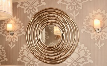 1 Of 2 Christopher Guy Cercle Social  Italian Silver Leaf Beveled Mirror $ 4,507