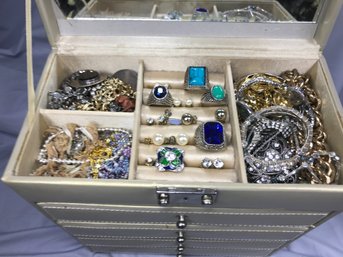 (1 OF 2) Travel Box Unsorted / Unorganized Estate Jewelry - Grandmas Jewelry Box - Probably Have 20 Of These