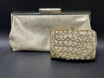A Pair Of Vintage Ladies Handbags In Gold Tones