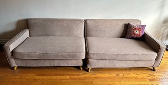 Mid-Century Two Piece Couch With Throw Pillow