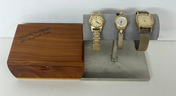 Old Saybrook Watch & Ring Store Box & 3 Nice Watches