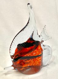 Red And Black Art Glass Angel Fish