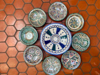 Collection Of Colorful Moroccan Pottery Bowls