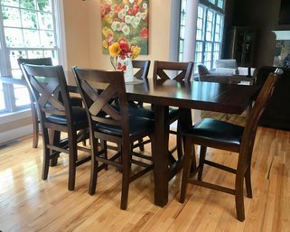 Beautiful High-top Kitchen Table With 6 Matching  Pub Chairs