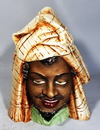 Antique Austrian Majolica Figural Humidor Of An Arab Man