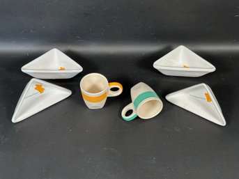 Sweet Little Ceramic Demitasse Cups & Triangle Dishes