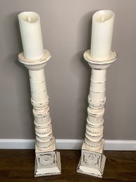 Huge White Pillar Candle Holders