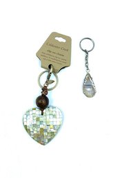 Two Lovely Keychains MOP Mosaic Style & Geode