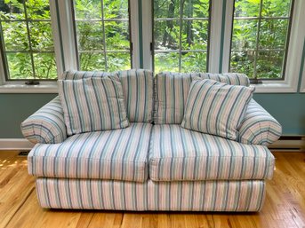 Two- Cushion Pastel Striped Sofa