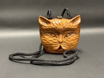 Collectible Vintage Wooden Cat Purse By Timmy Woods Of Beverly Hills