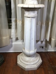 Fantastic Antique White Marble Pedestal - Hexagonal Base - Fluted Column Style - Very Pretty Piece - Wow !