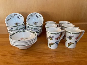 Portmeirion Butterfly And Bee Mugs & Bowl Grouping