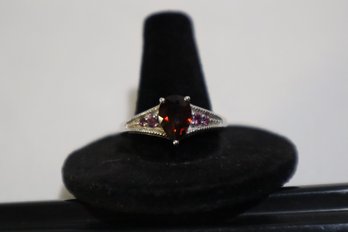 925 Sterling Silver With Red And Pink Stones Ring Size 11 Marked STS Chuck Clemency