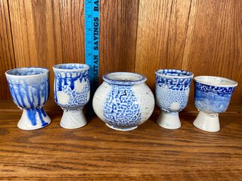 Faith Works Collection: Signed Pottery Wine Goblets And Vase