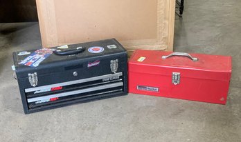 2 Vintage Tool Boxes ~ 2 Drawer Craftsman & Montgomery Ward Power Craft