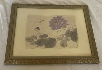 Framed Floral And Dragonfly Print