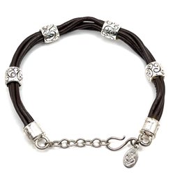 Premier Designs Leather And Ornate Twisted Bracelet