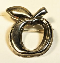 Stylized Sterling Silver Apple Brooch Pin