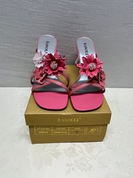 RASOLLI Pink Tone Flowers Strappy Heel Sandals  Size 7.5 Adorable!