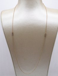 Gold Over 925 Silver Necklace W/ 2 Stations Of Sparkly Stones