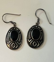 VINTAGE SIGNED BOMA NATIVE AMERICAN STYLE STERLING SILVER EARRINGS
