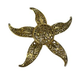 Vintage Gold Tone High Quality Costume Brooch Starfish