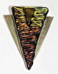 Large Contemporary Sterling Silver 925 Art Glass Brooch