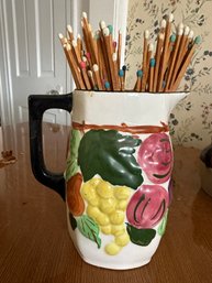 Northern Potteries Handpainted Underglaze Pitcher And Mini Bean Pot