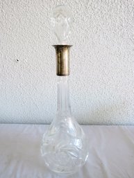 Antique Eichler Berlin Dresden Cut Crystal Decanter With Sterling Silver Neck