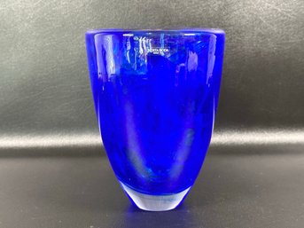 A Breathtaking Art Glass Vase By Kosta Boda In Blue, Atoll Giftware Collection