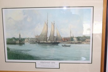 Westport Harbor 1878 Christopher Blossom Signed 12/35 Framed Matted Print