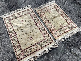 A Pairing Of Vintage Wool Throw Rugs