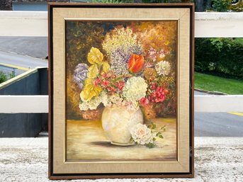 An Original Vintage Still Life Oil On Canvas, Signed Dvora