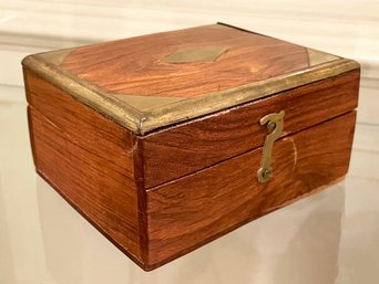 An Antique Oak And Brass Plate Captain's Box, For Compass