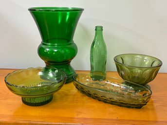 A Collection Of Green Glass