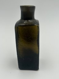 Stunning Antique Circa 1830 Olive BLACKING Bottle With Open Pontil And Sheared Lip