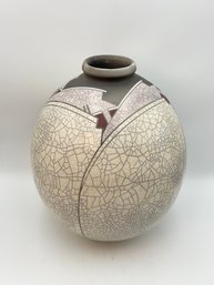 Large 1980s Debbie Monaghan Raku Pottery Vessel