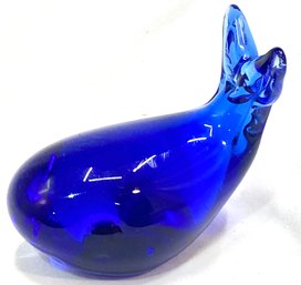 Vintage Cobalt Blue Whale Paperweight