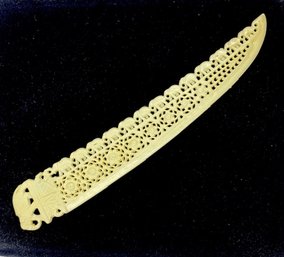 Vintage Faux Ivory Letter-opener W/ Elephant Motif