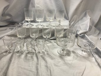Lot (1 Of 3) 15 Pieces Vintage ROSENTHAL - STUDIO LINE MCM / Midcentury - MOTIF Pattern Glassware - Assorted
