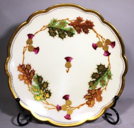 Hand Painted Artist Signed Serving Plate Having Maple Leaf Design