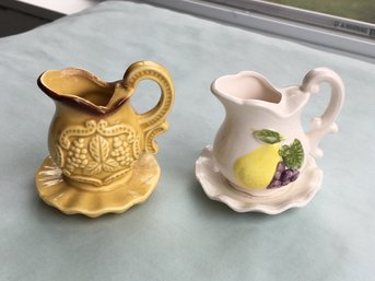 Lot Of 2 MCM Mid Century 1950s Pottery Pitcher Creamers
