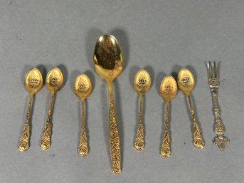 Gold Plated Spoons & Cocktail Fork
