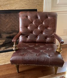 FOUR HANDS  Low Profile Tufted Chair With Nailhead Trim Accents