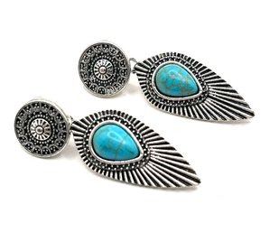 Native American Style Versatile Turquoise Color Earrings