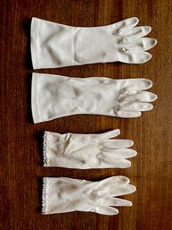 Pairing Of Vintage Ladies White Evening Gloves