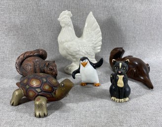 Menagerie Shelf Collection - Otter, Chicken, Penguin, Turtle, Cat, & Squirrel