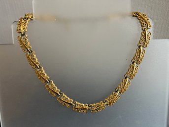 Vintage Monet Gold Tone Filigree Link Necklace