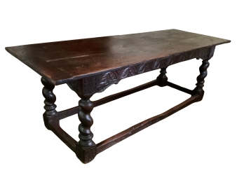 Very Early 17th Century Hand Carved Farm Table