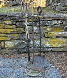 Fireplace Tools - Mixed Metals - Brass, Stainless, And Cast Iron